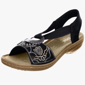 NWOB! Rieker REGINA Sandal 608B9, Black, 42(10-10.5)
